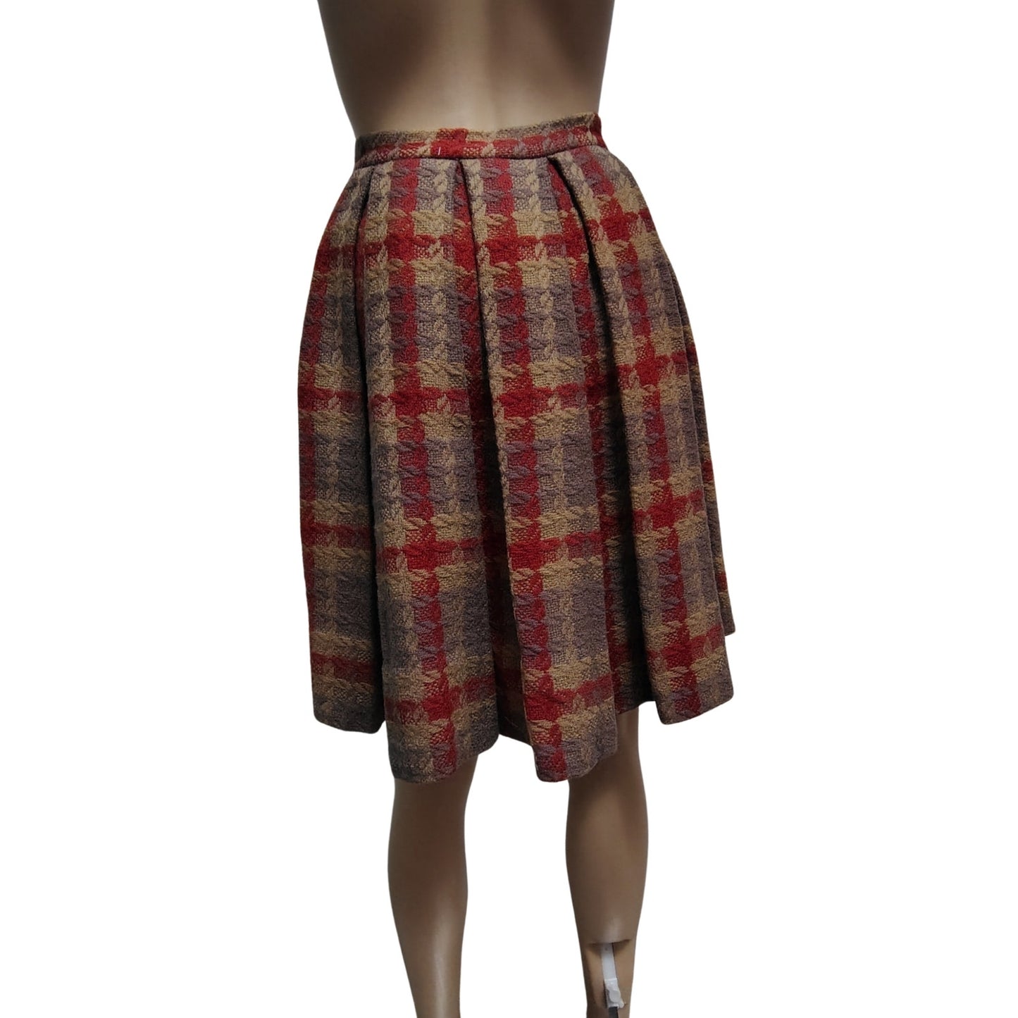 1960s Vintage Handmade Wool Puffy Pleated Big Button Front Bubble Skirt Size XS