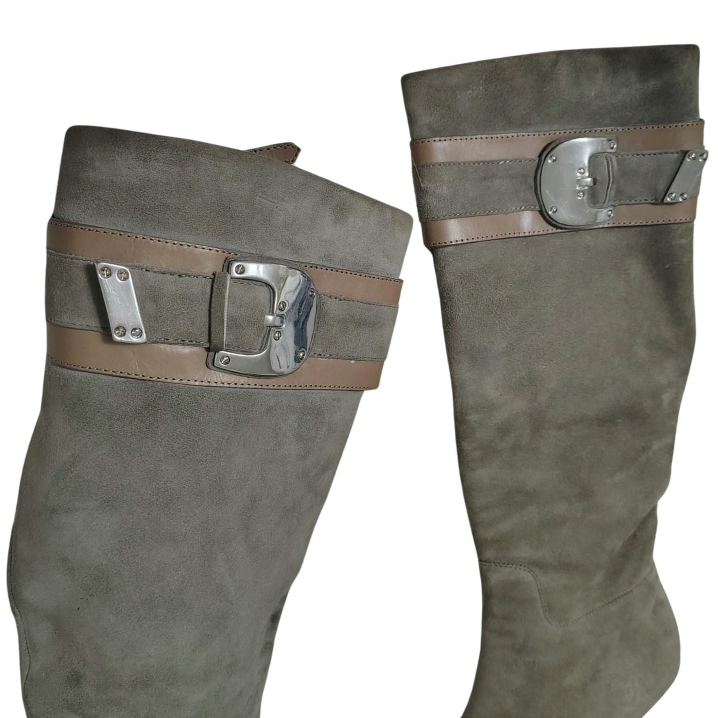 Leather Cole Haan Nike Collaboration Gray Suede Tall Zip Up Boots Size 7.5 AA