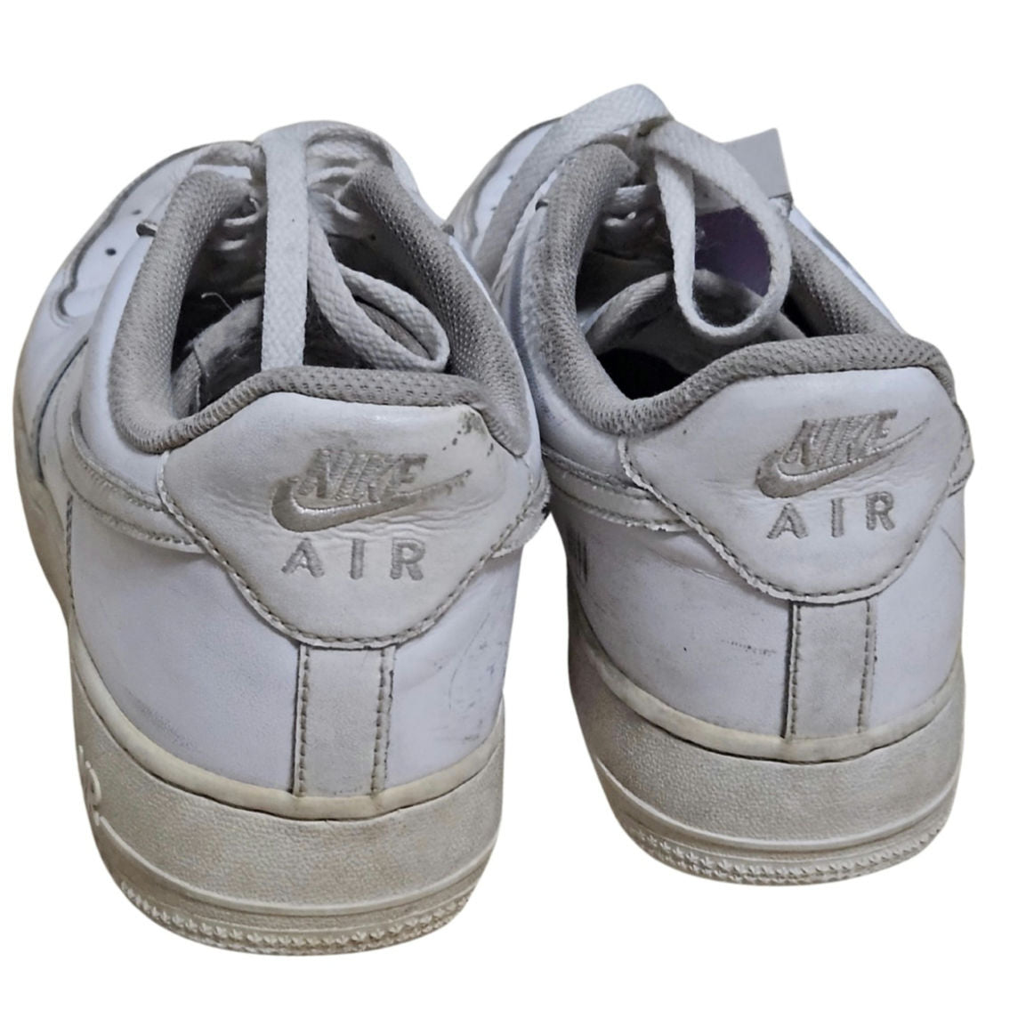Nike Air Force 1 07 Triple White Lace Up Sneakers Tennis Used Size Men's US 12