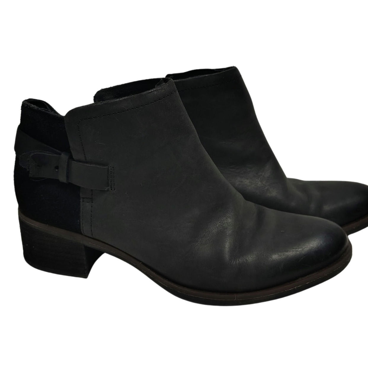Black Leather Korks by Kork-Ease Sonya Casual Zip Ankle Bootie Womens Size 7.5
