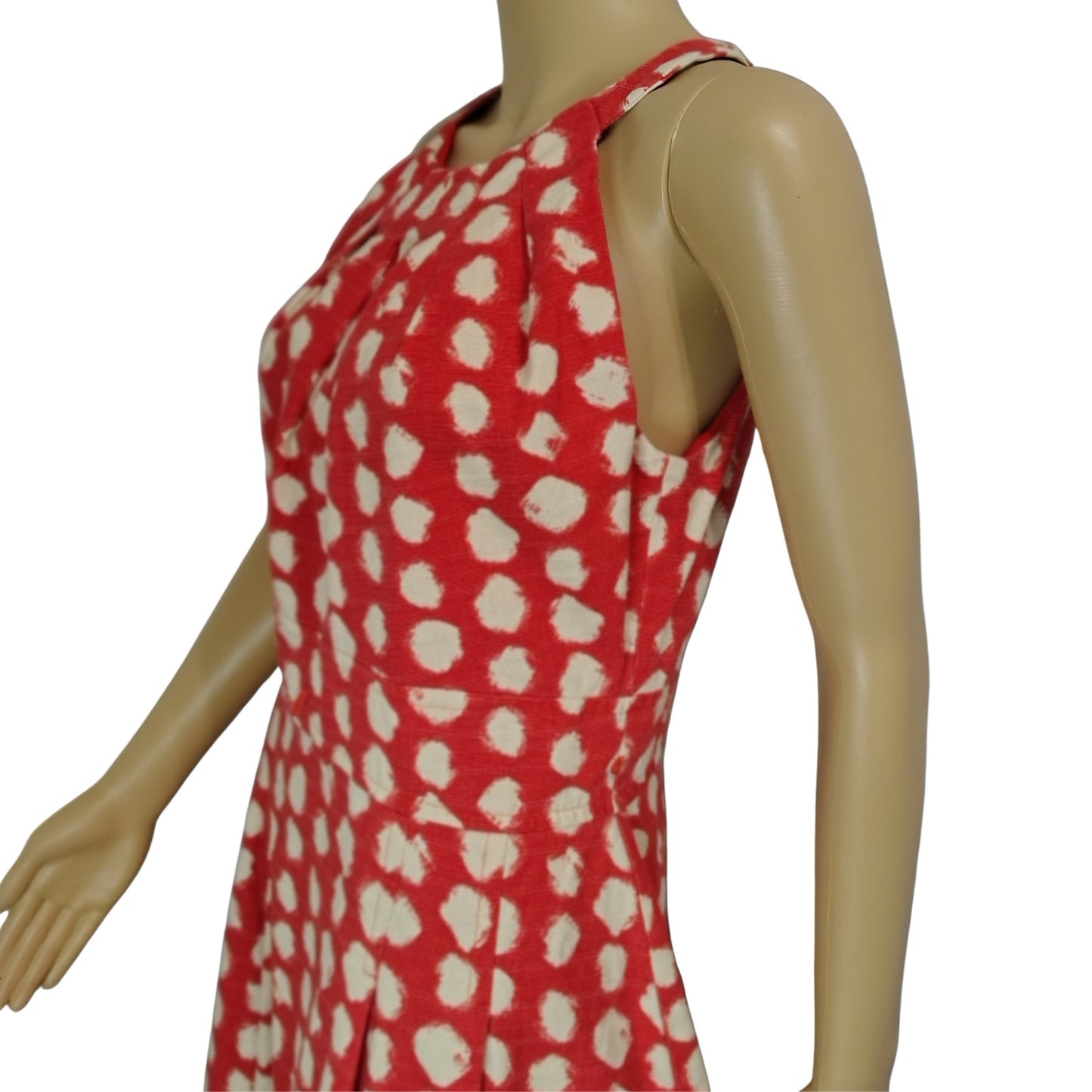 Orange Cream Bodycon Polka Dot Fit & Flare Racer Back Midi Dress Eliza J Size 6