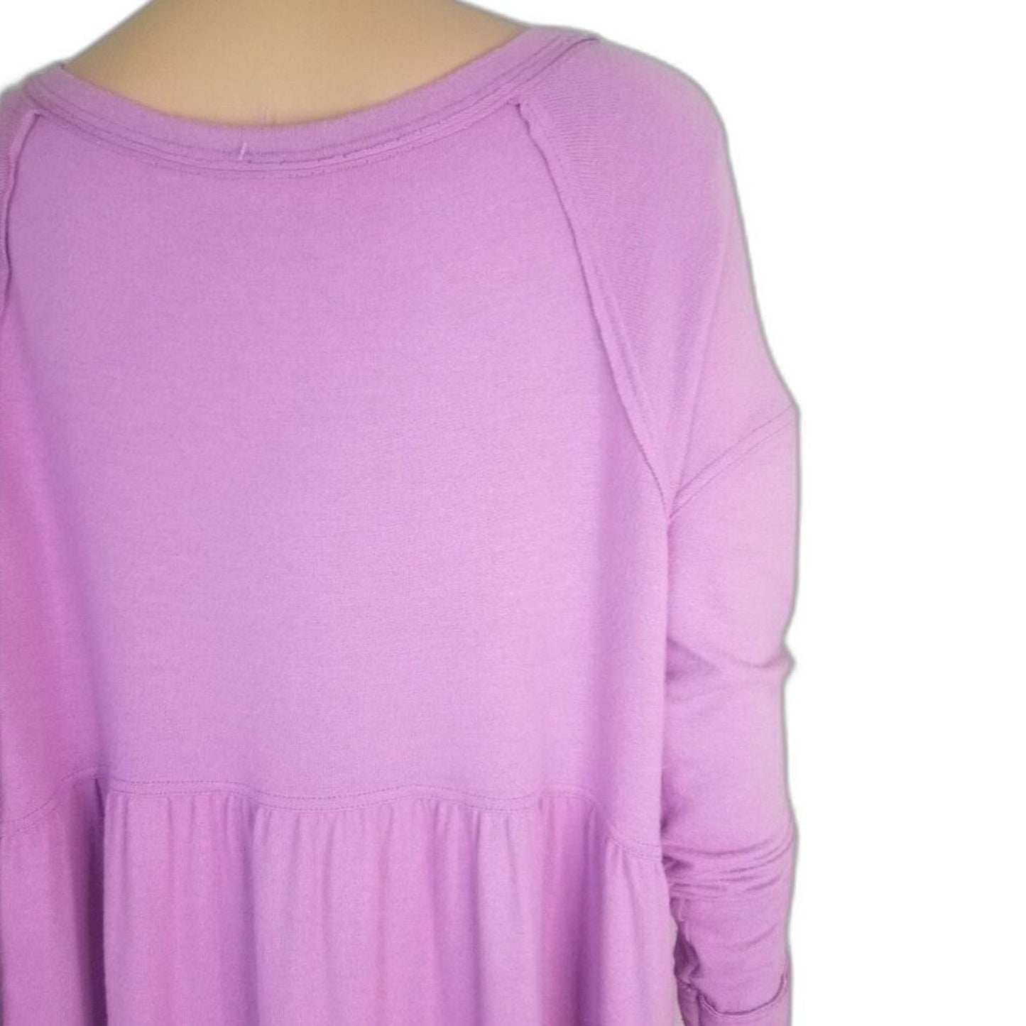Loose fit Plum Lilac Wide Fit Baby Doll Top Box Cut Long Sleeves Med Free People
