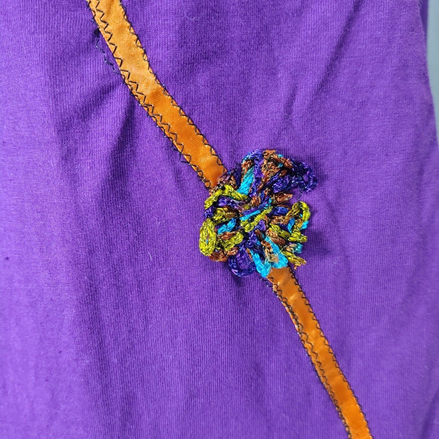 Purple Rising International A Line Midi Dress Mixed Applique Details Two Pockets