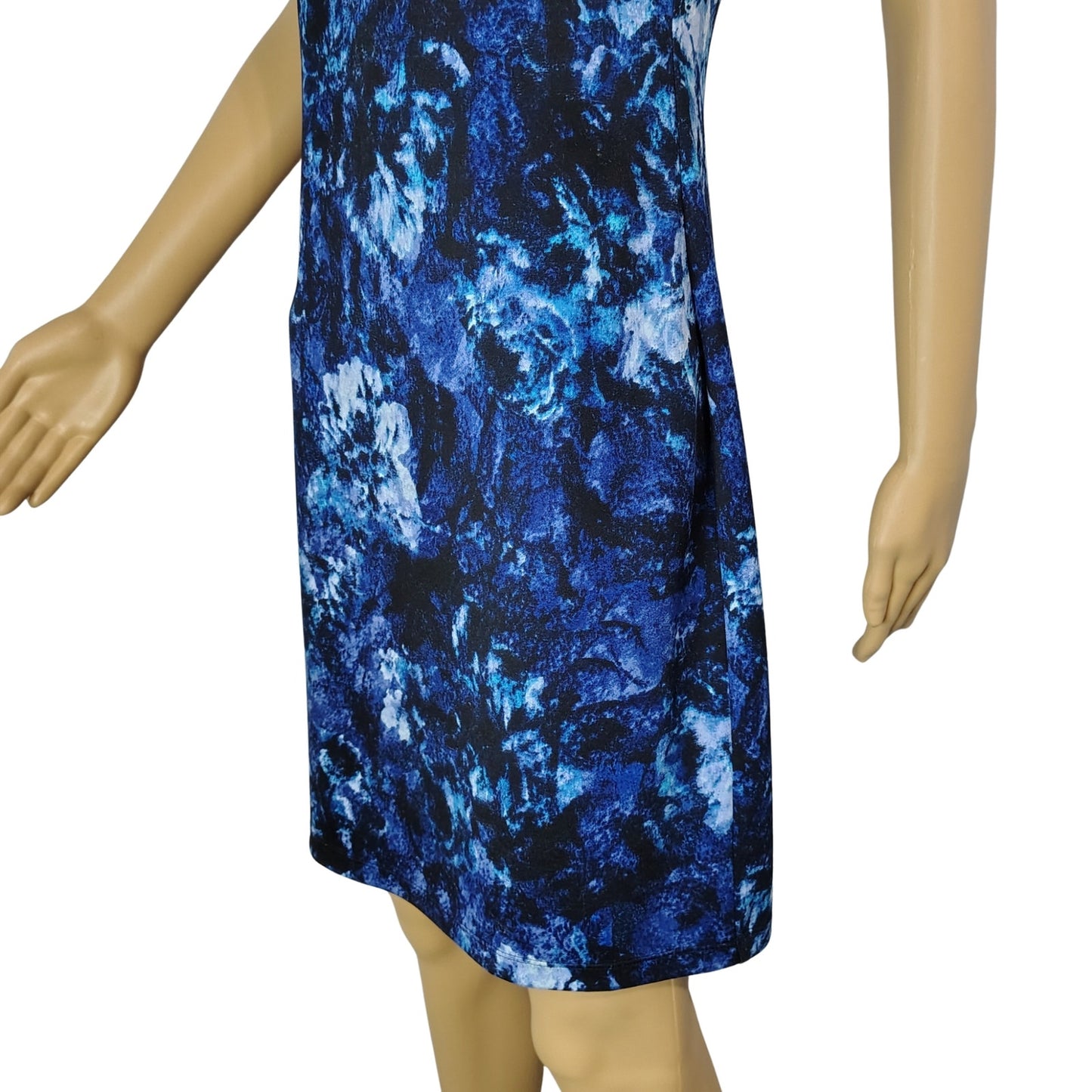 MARC NEW YORK Blue Purple Abstract Bodycon Sleeveless Midi Shift Dress Size 6
