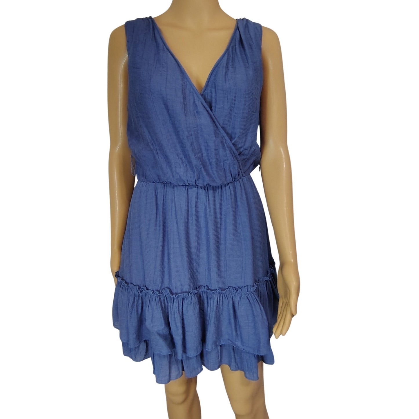 B. Darlin Women Blue Elastic Waist A-Line Ruffled Hemline Short Dress Size 5/6