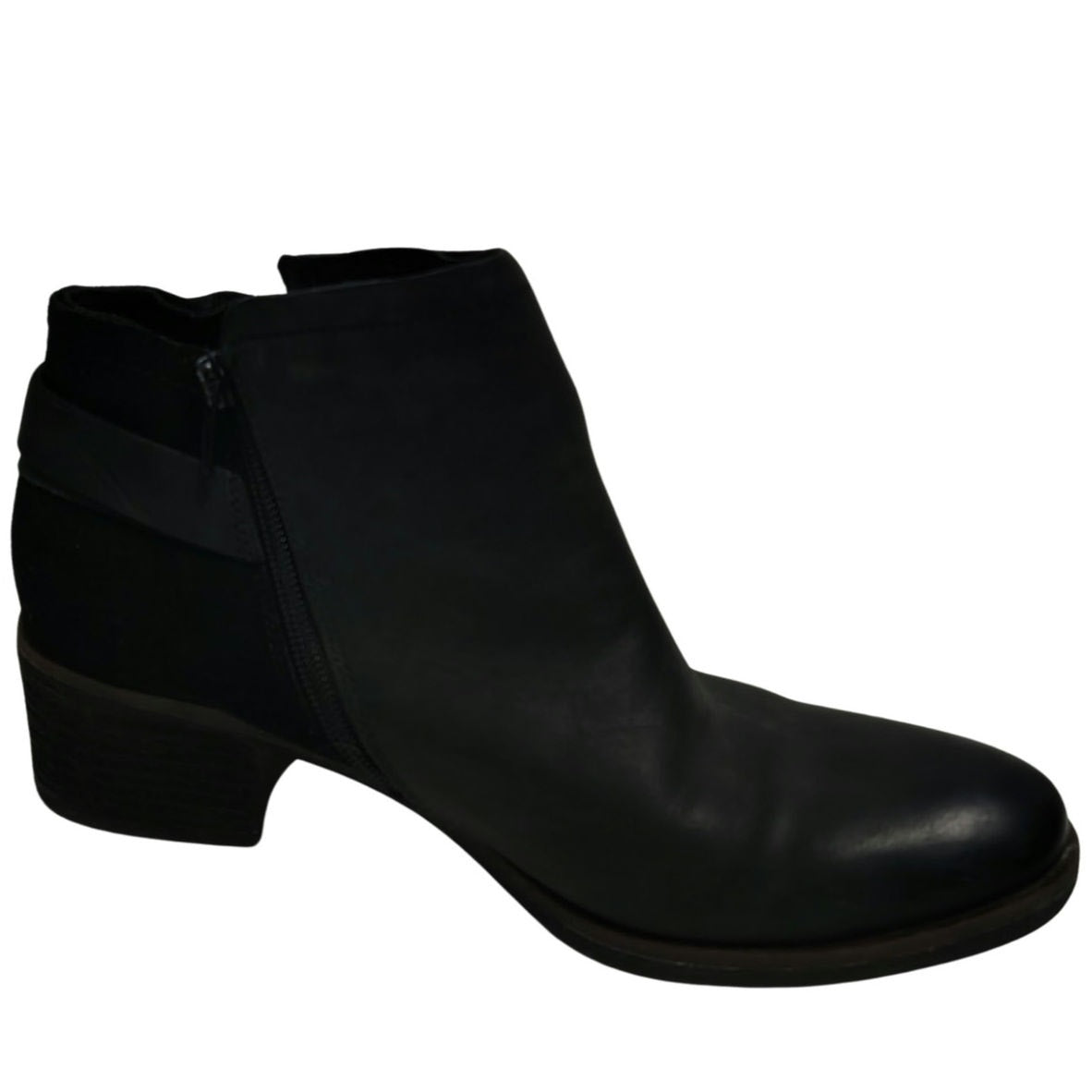 Black Leather Korks by Kork-Ease Sonya Casual Zip Ankle Bootie Womens Size 7.5