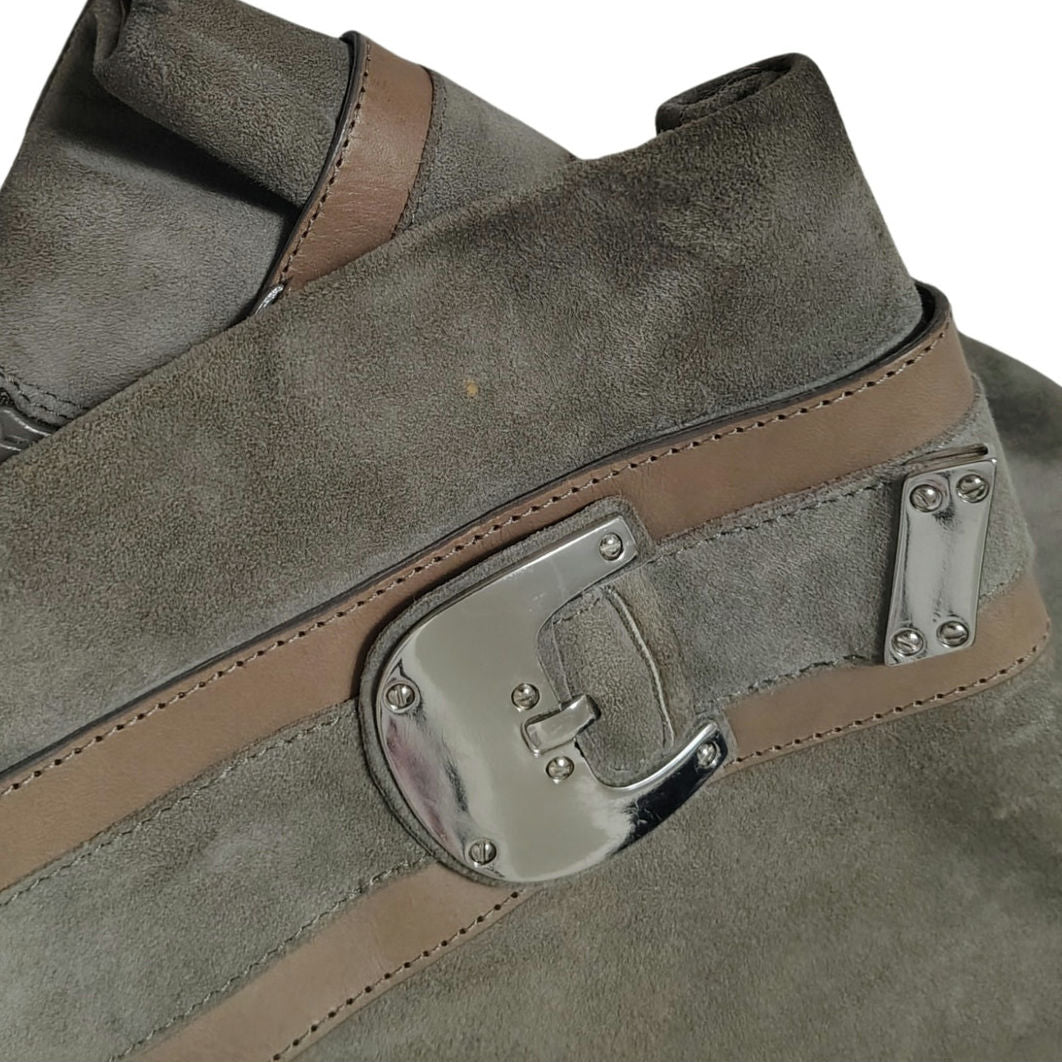 Leather Cole Haan Nike Collaboration Gray Suede Tall Zip Up Boots Size 7.5 AA