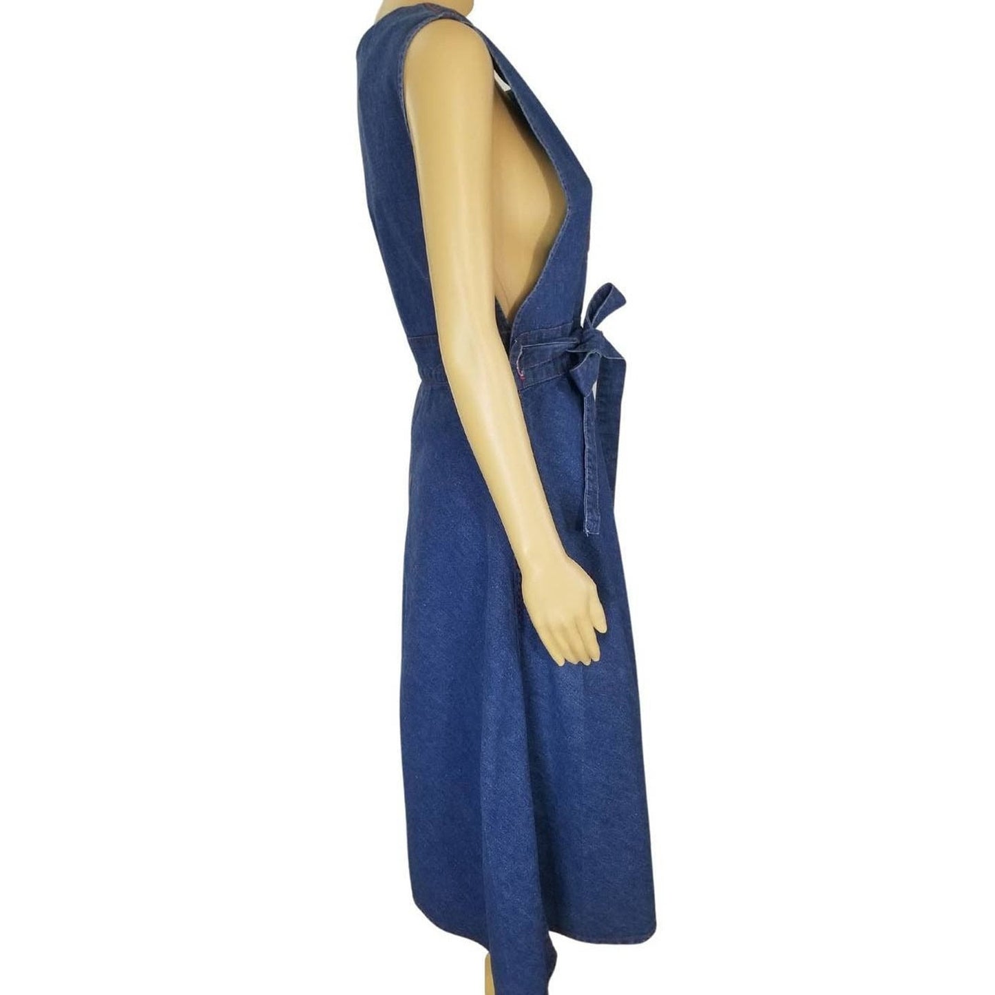 Blue Jean Crossroads Bird Patch Midi Jean Belted Fit Flare Tank Dress Size Large