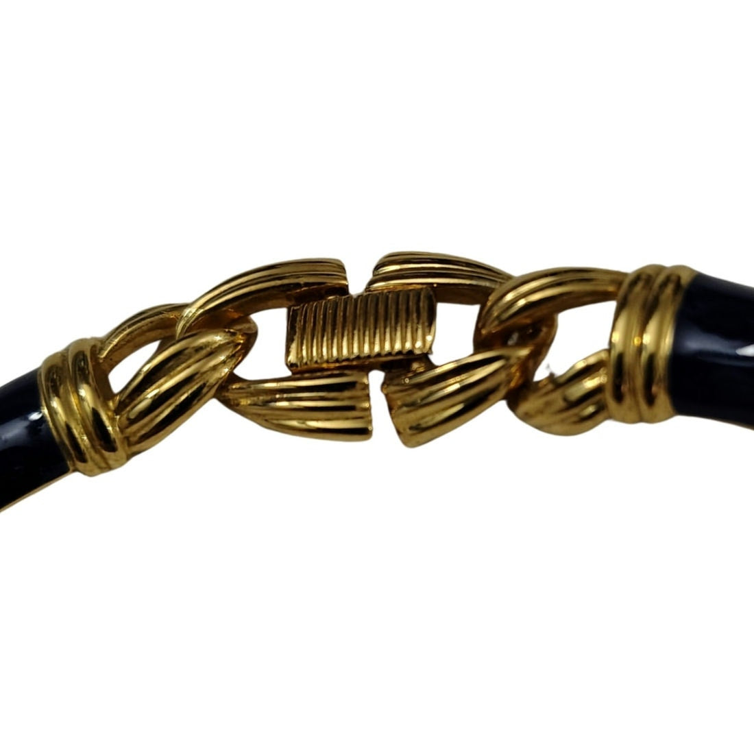 1980s Blue Enamel Large Rope Chain Link Choker Necklace Gold Tone by Ivana Trump