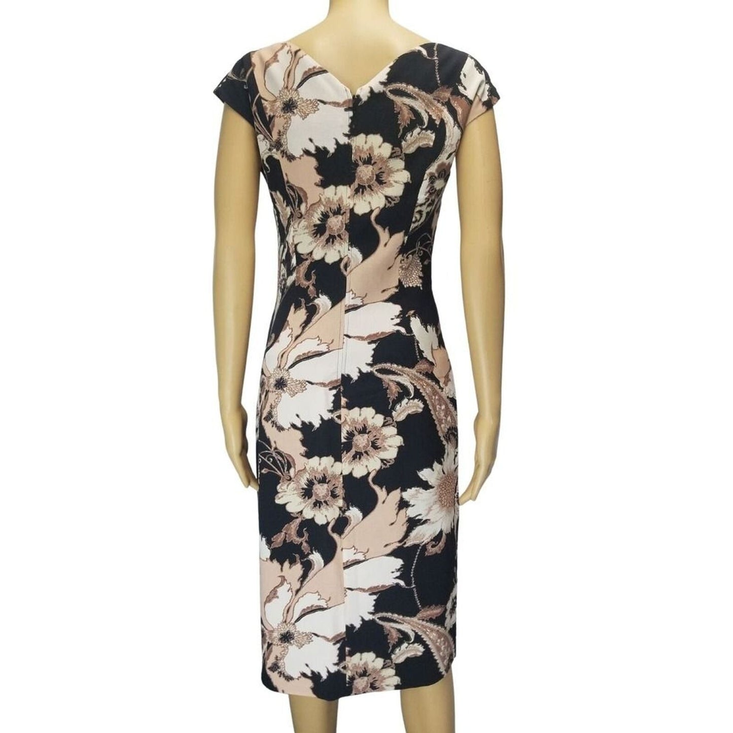 ETRO 42 Floral Print Bodycon Midi V Neck Sleeveless Front Pocket Dress Size 6