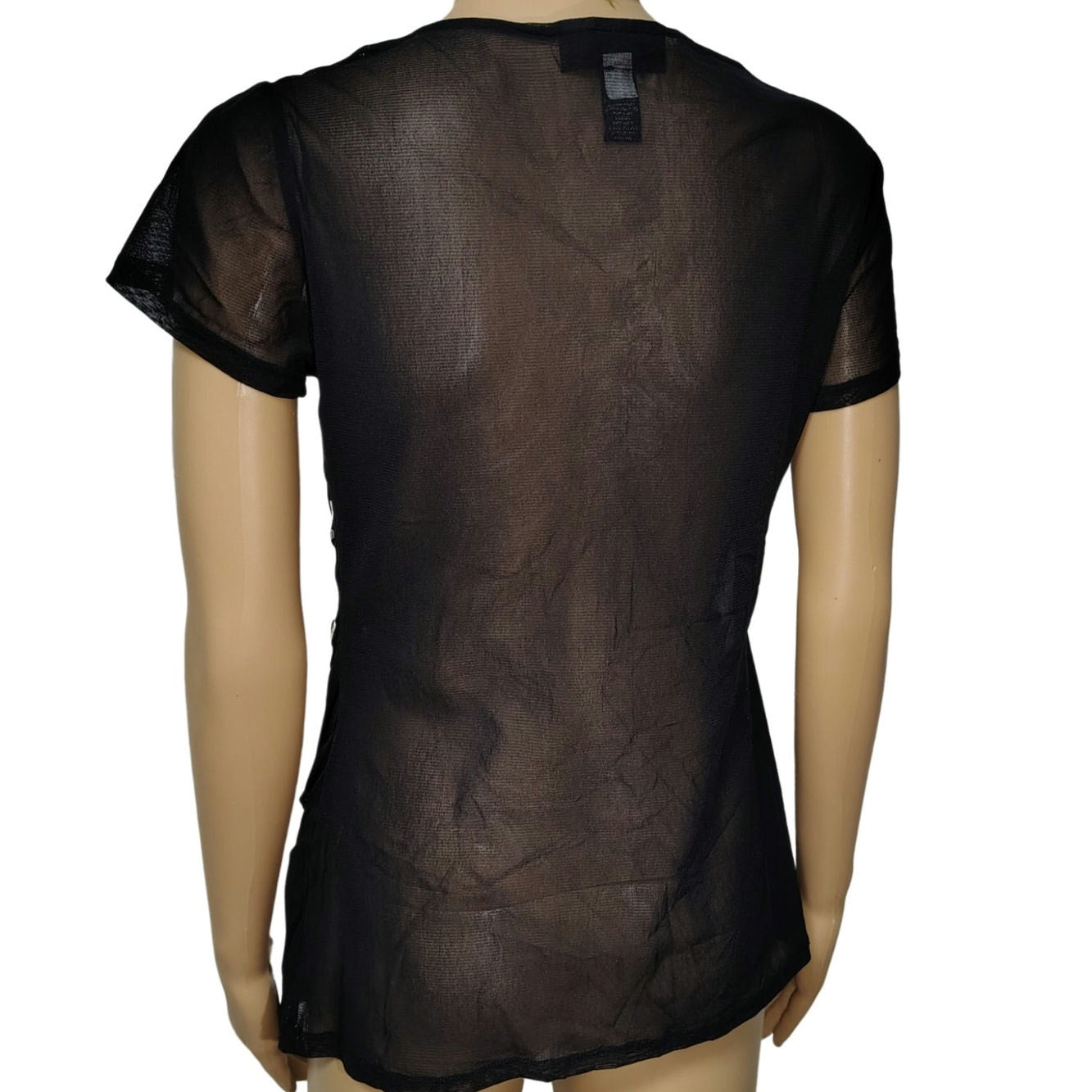 INC Int'l Concepts Sheer Hummingbird Metallic Embroidered Top without Cami Small
