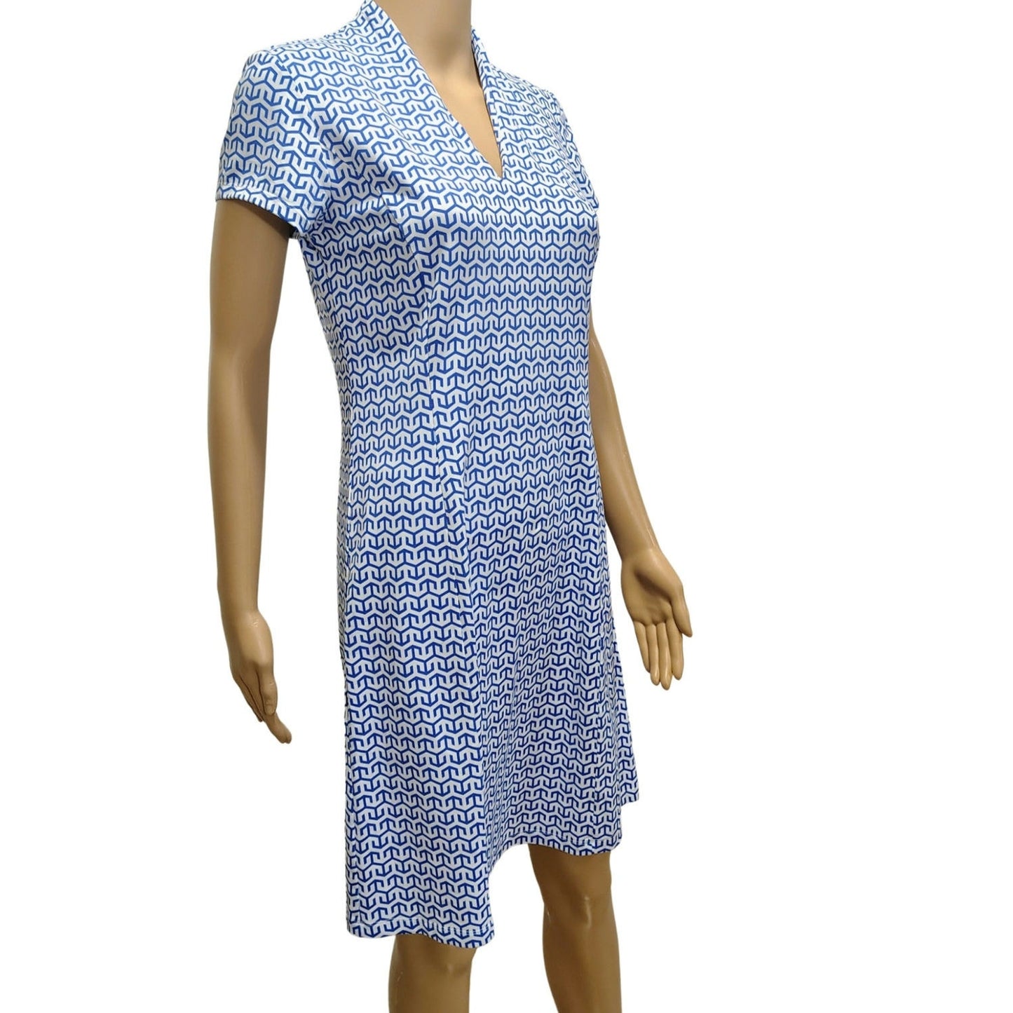 J. McLaughlin Ivana Women Short Sleeve Blue White Short Athletic Dress Sz Small