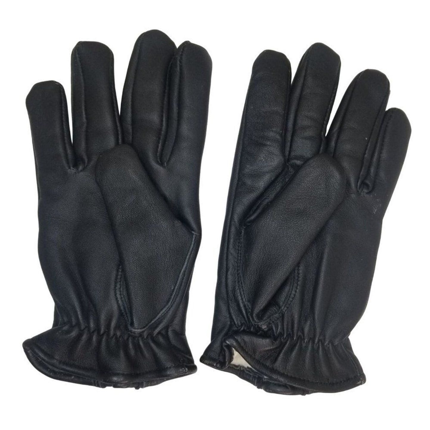 Black Deer Skin Leather Zip + Elastic Wrist Lined Gloves Size Men's Medium