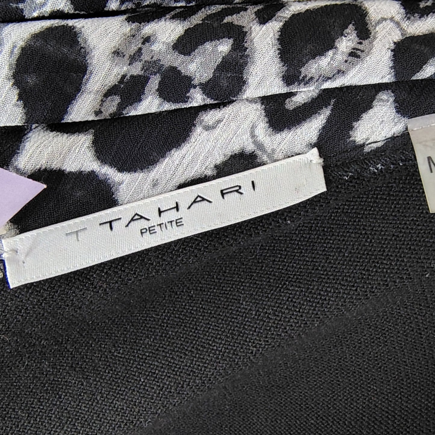 Tahari 100% Cotton Black Leopard Trim Button Front Cardigan Size Medium Petite