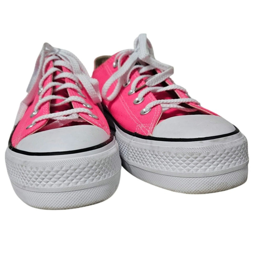 Hot Pink Converse Low Top Lace Up Chuck Taylor All Stars Platform Sneakers