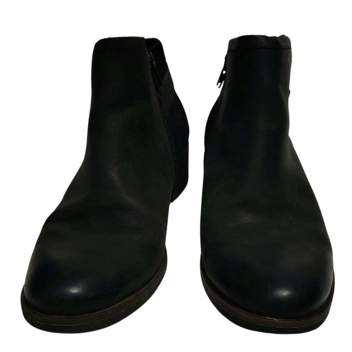 Black Leather Korks by Kork-Ease Sonya Casual Zip Ankle Bootie Womens Size 7.5