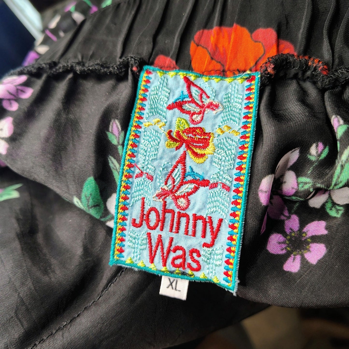 Johnny Was Peonies Flowy Floral Print Pull On Wrap Pants Thigh-High Splits Size XL