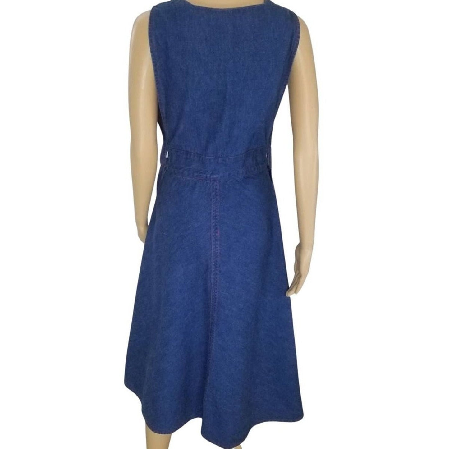 Blue Jean Crossroads Bird Patch Midi Jean Belted Fit Flare Tank Dress Size Large