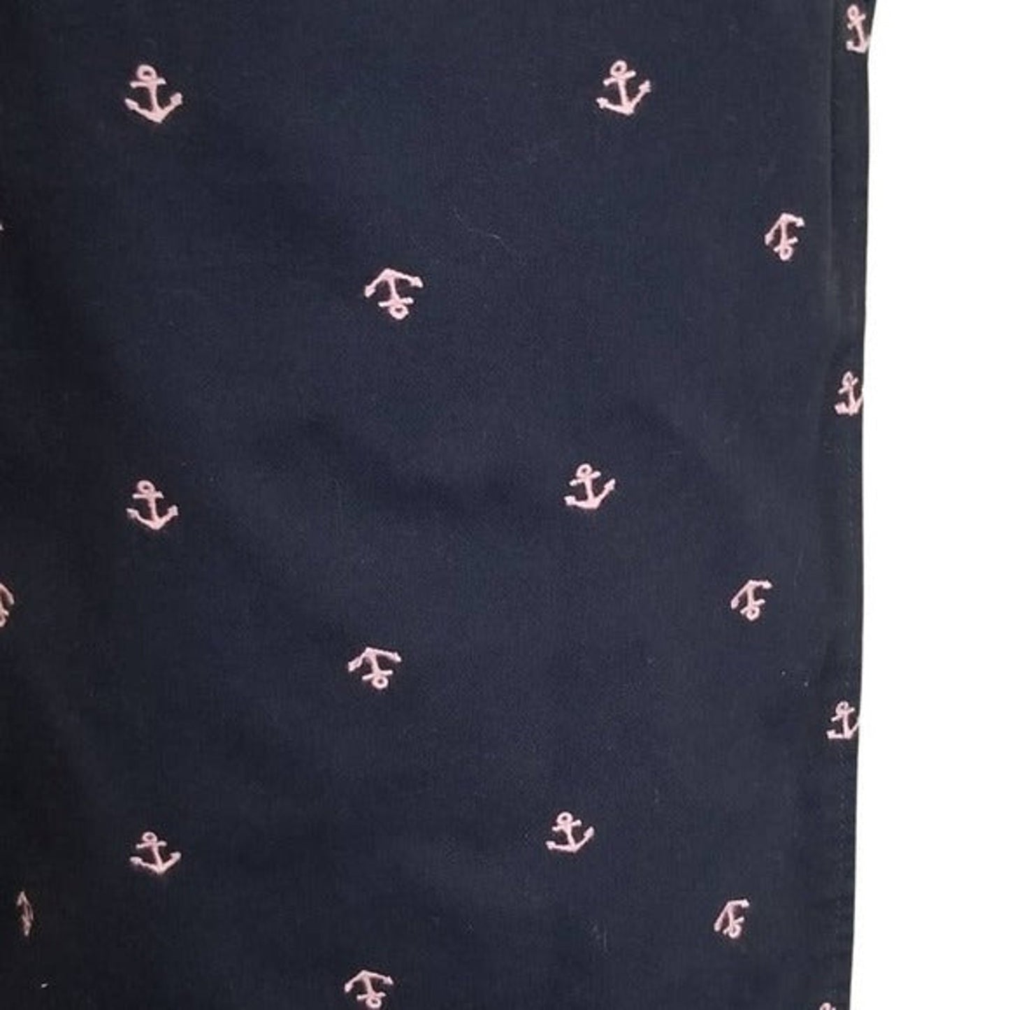 Embroidered Pink Anchors Blue Pencil Skirt L.L. Bean Nautical Size Petite 16