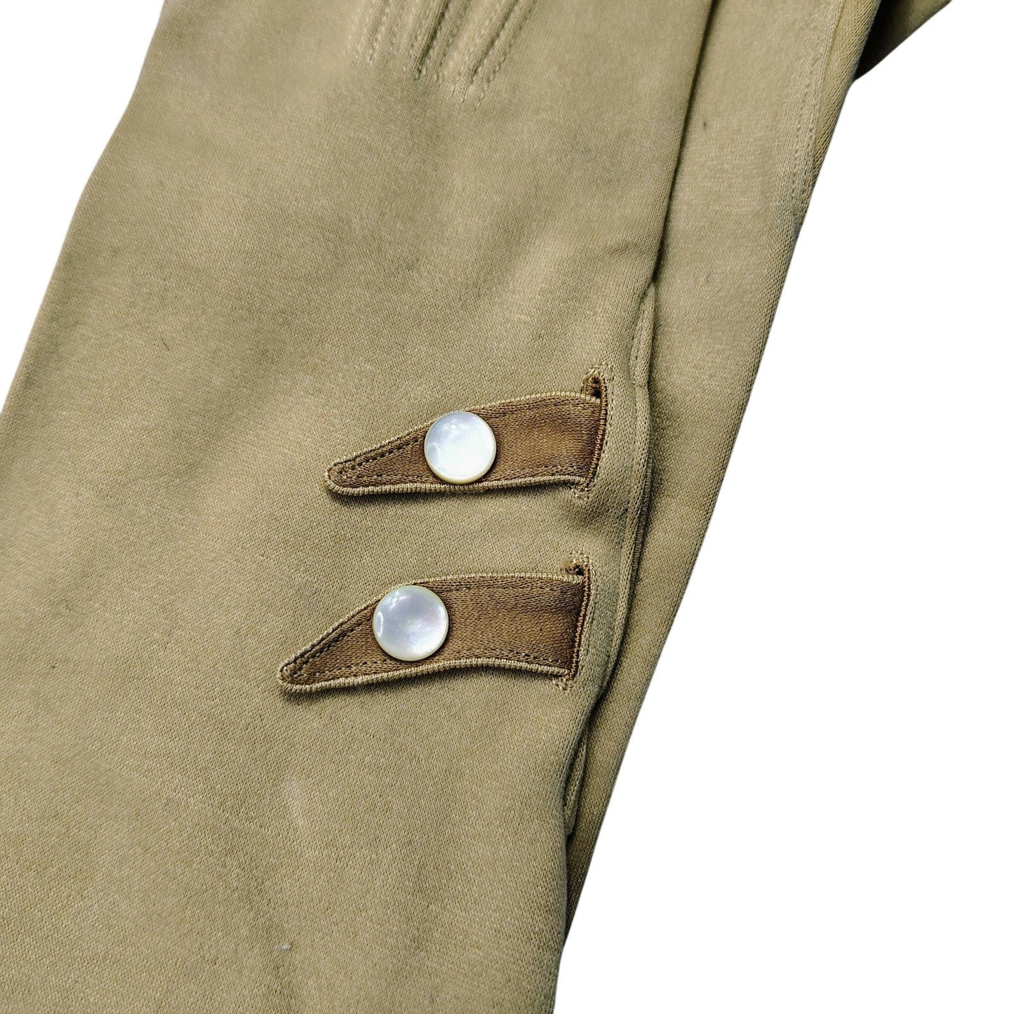 1940s Vintage Tan Fitted Evening Gloves 14" Mother of Pearl Buttons Size 6.5 GER