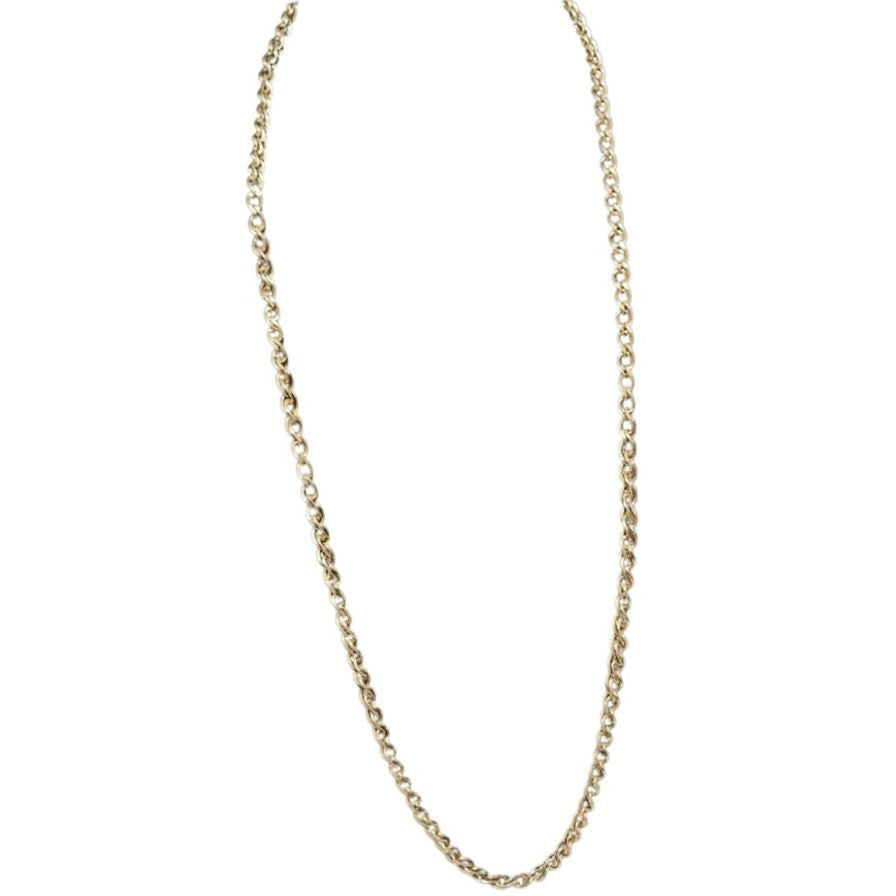 30s 40s Crown Trifari Gold Long Chain Link Opera Length Statement Necklace