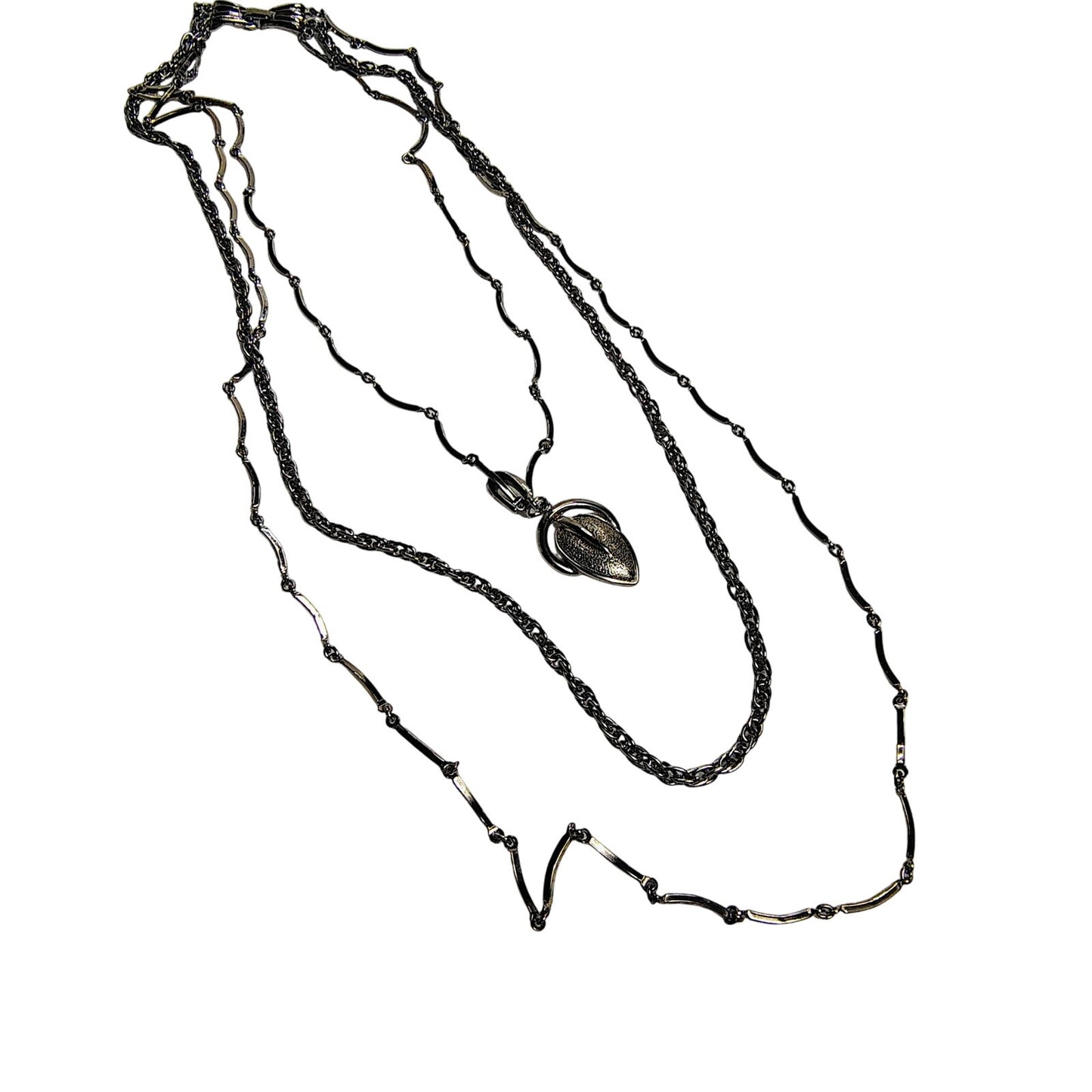 Vintage Layered Multi-chain Leaf Pendant Chain Link Necklace Victorian Style