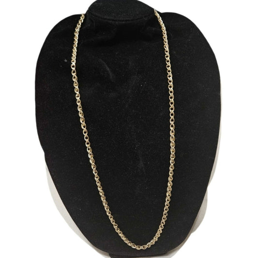 30s 40s Crown Trifari Gold Long Chain Link Opera Length Statement Necklace