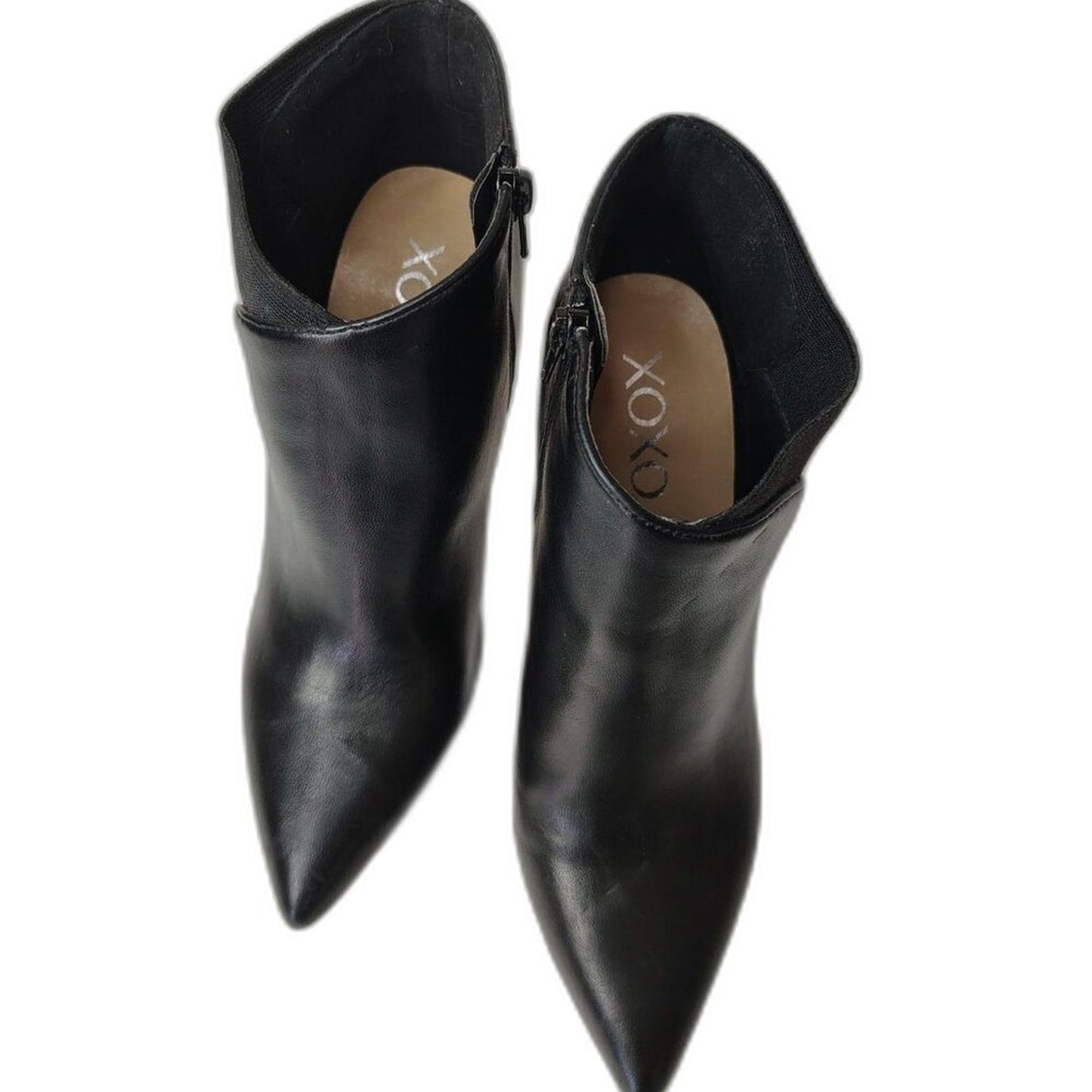XOXO Nayeli Sleek Dress Booties Elastic Detail Heels 4" Pointy Toe Size 8.5