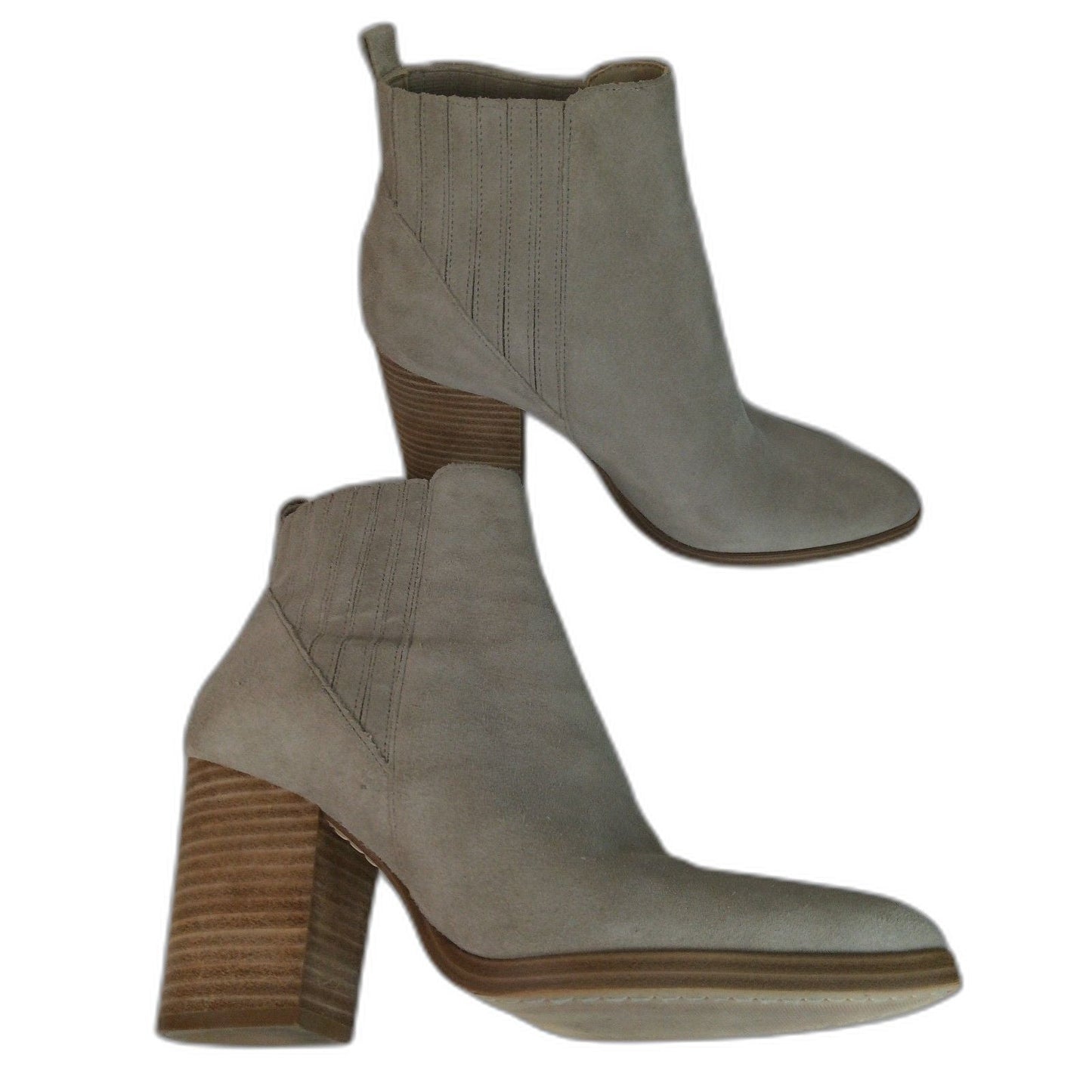 Marc Fisher Alva Taupe Suede Pull On Bootie Ankle Height Pointed Toe Size 8.5