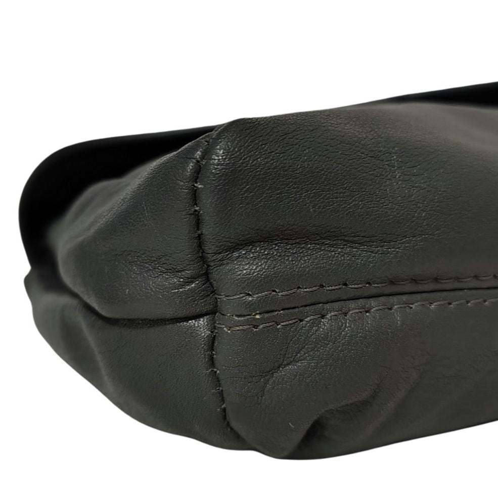 70s Gray Maxi Clutch Faux Leather Foldover Closure Magnetic Clasp 2 Compartments