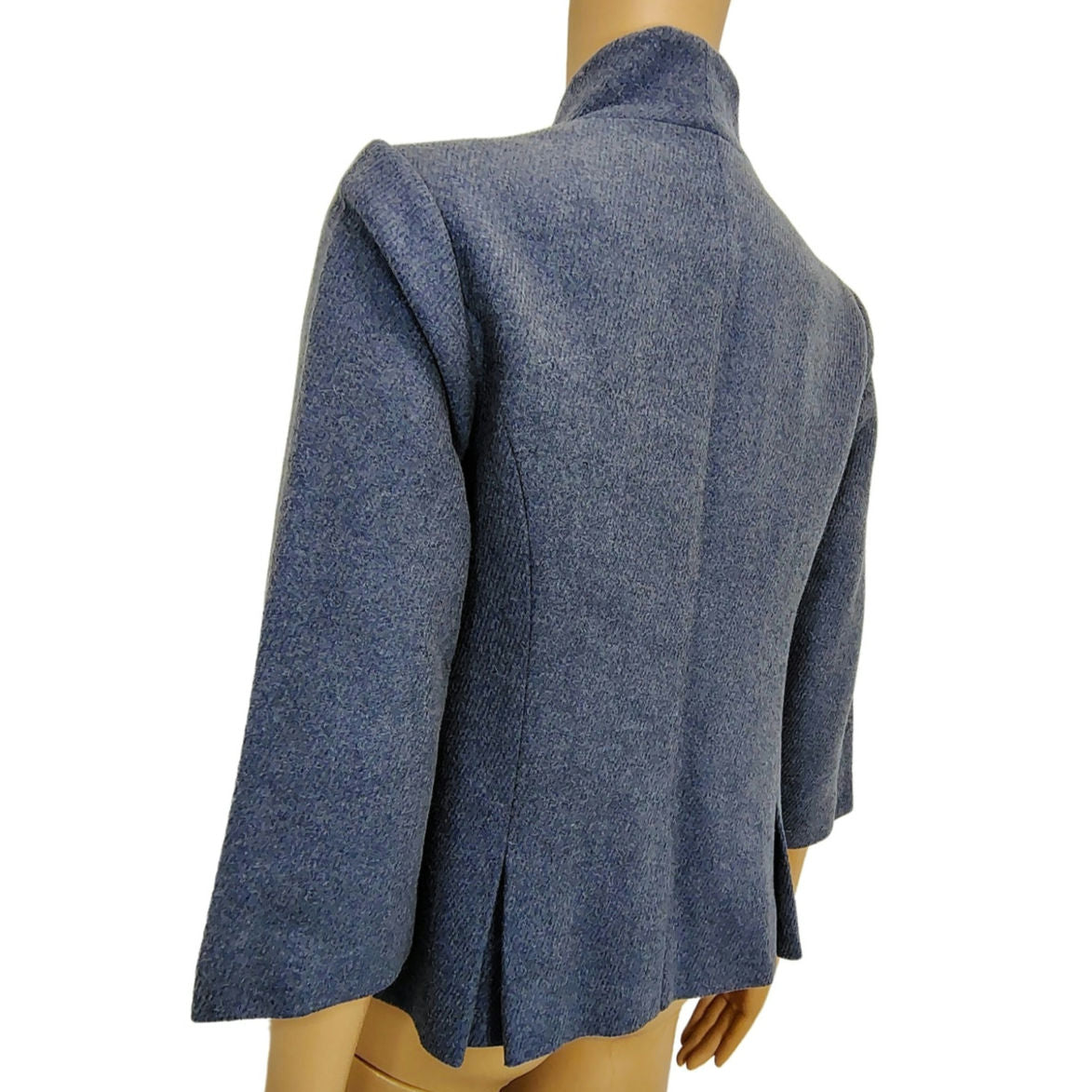 ANTHROPOLOGIE TABITHA Wool Open Front Blazer Gray Ruffled Collar Lapel Size 4