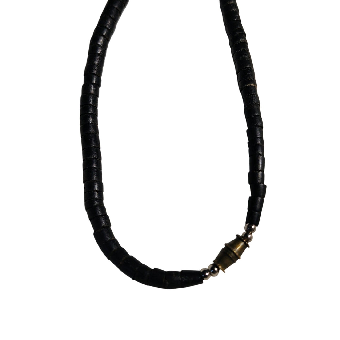 Brown Wood Beads Tribal Cultural Jewelry Single Strand Long Unisex Necklace