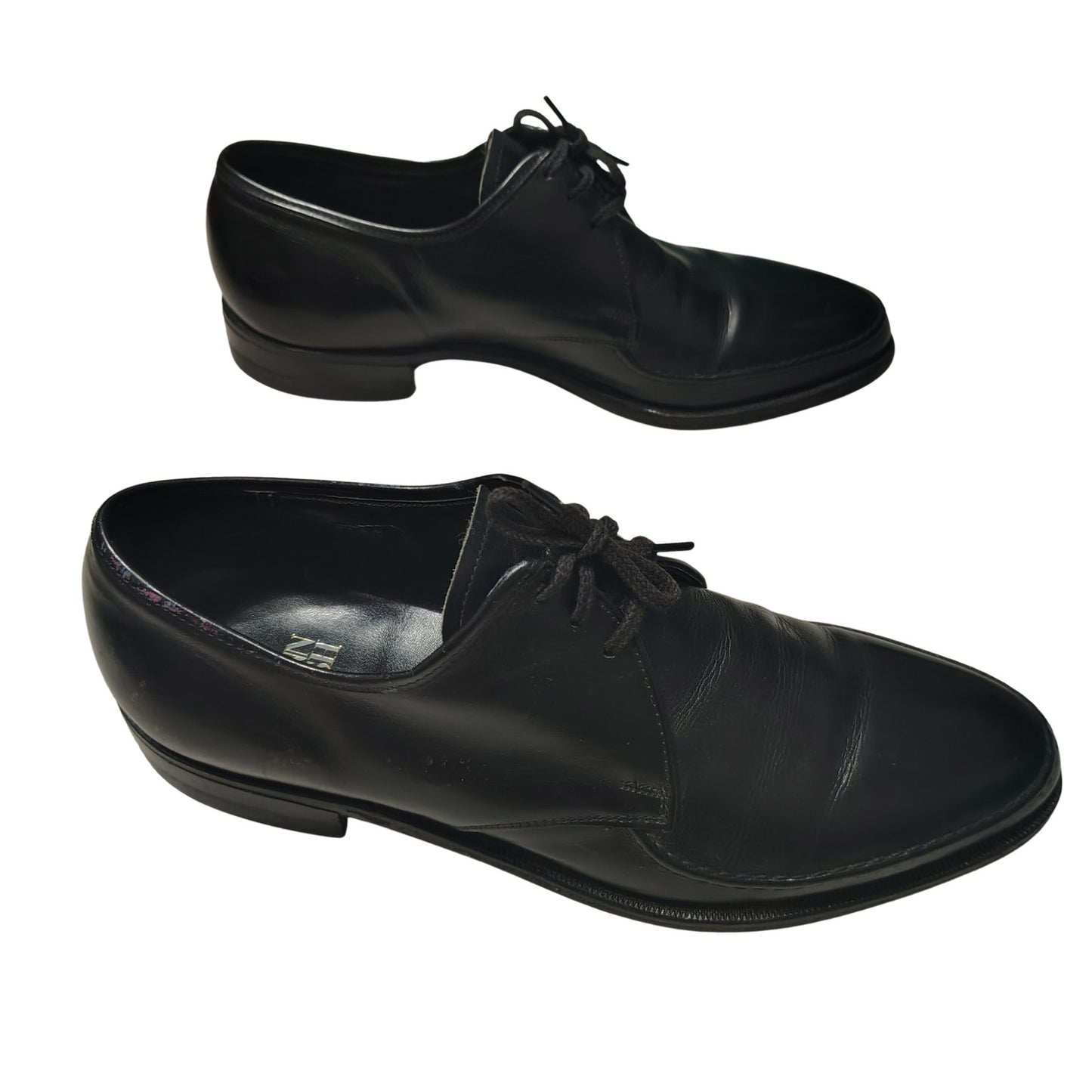 Nunn-Bush Black Leather Pointy Toe Lace Up Mens Dress Shoes Seam Detail Size 8 D