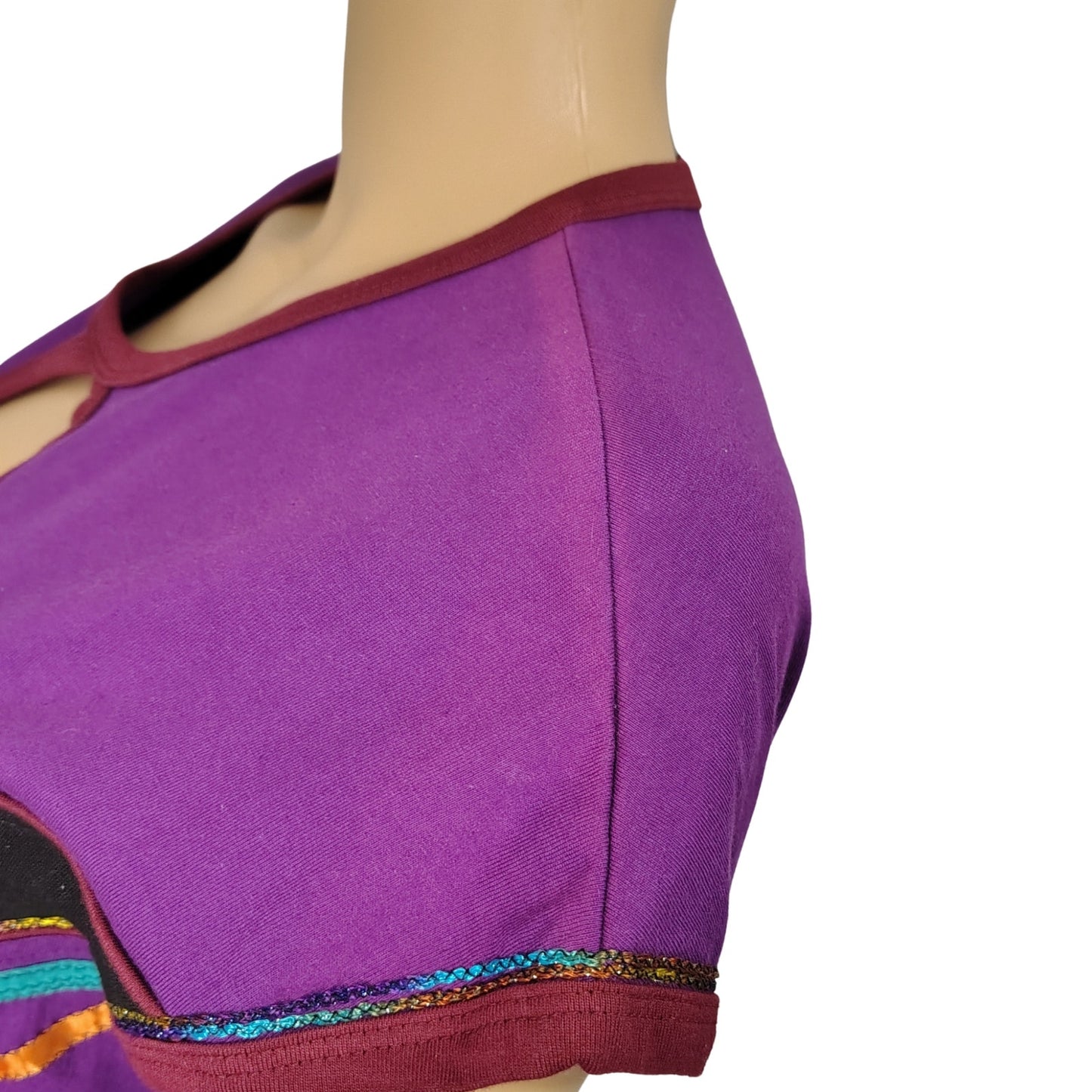 Purple Rising International A Line Midi Dress Mixed Applique Details Two Pockets
