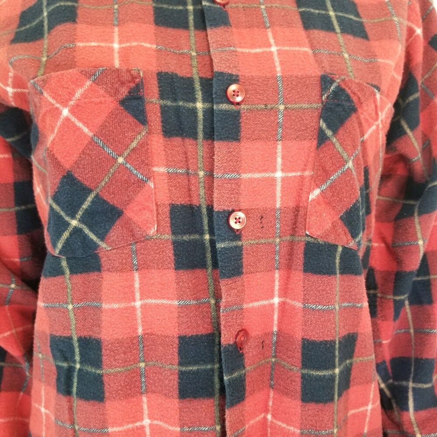 Vintage Dry Goods Cowboy Western Red Black Plaid Button Up Shirt Men Size Medium