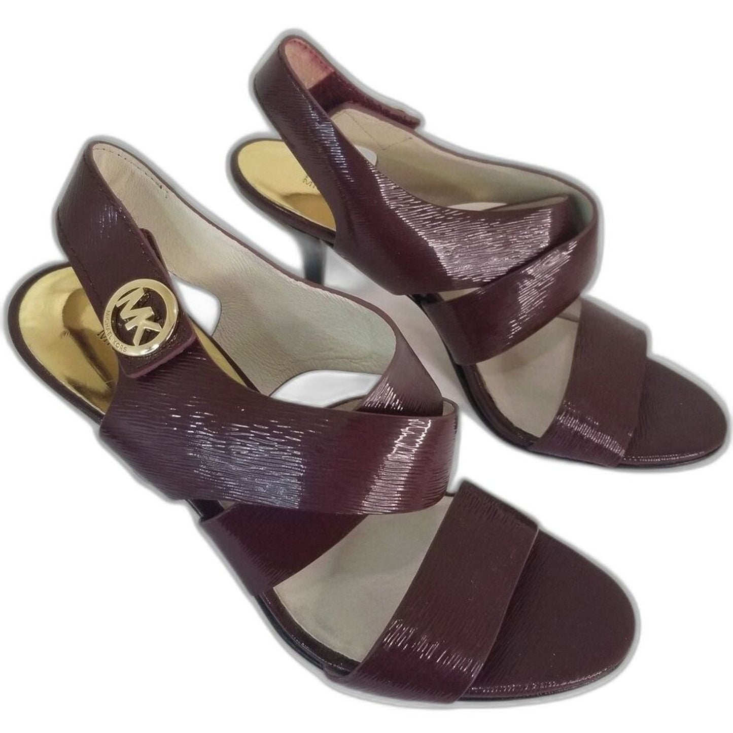 Michael Kors Joselle Strappy Slingback Strappy Burgundy Heels Open Toe Size 8