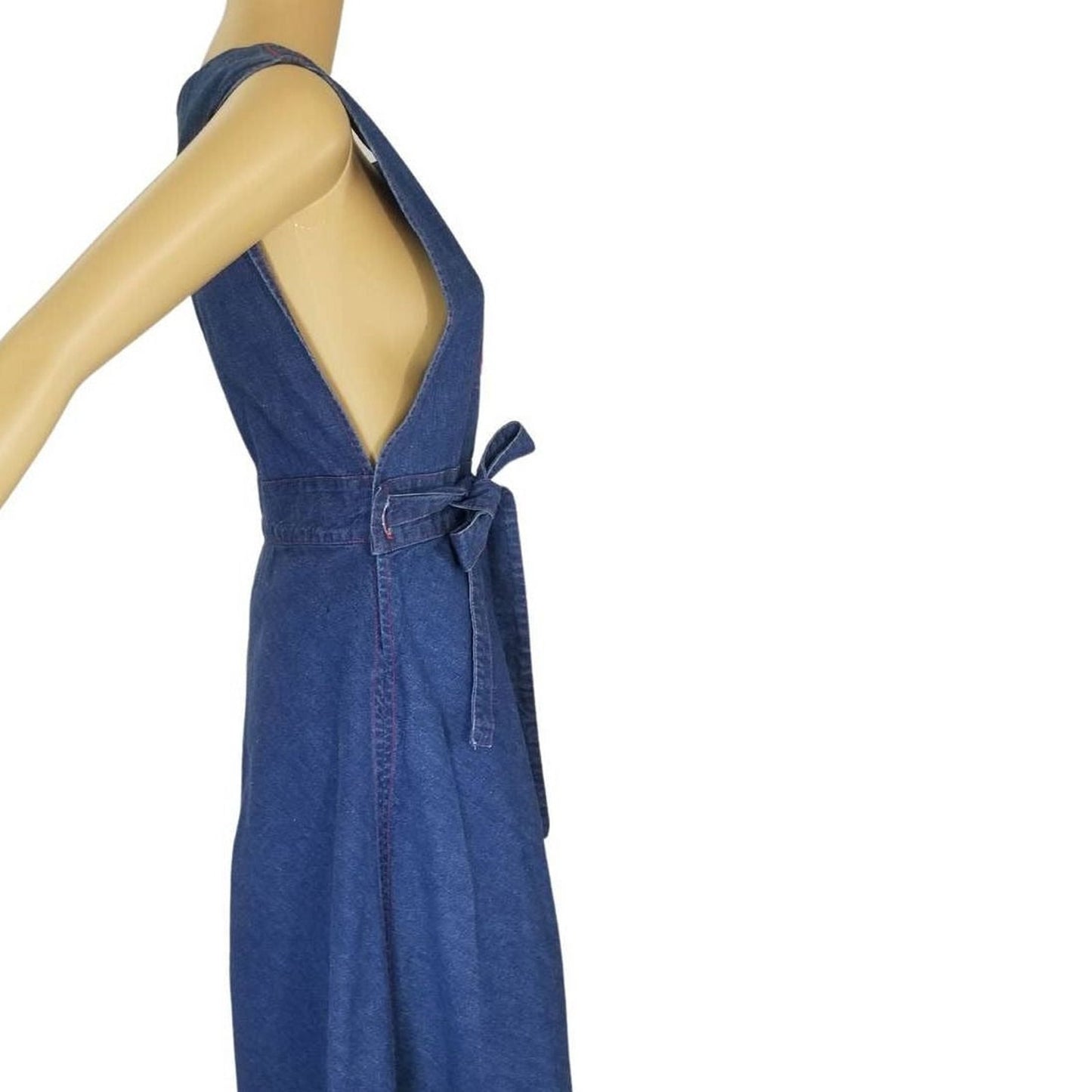 Blue Jean Crossroads Bird Patch Midi Jean Belted Fit Flare Tank Dress Size Large