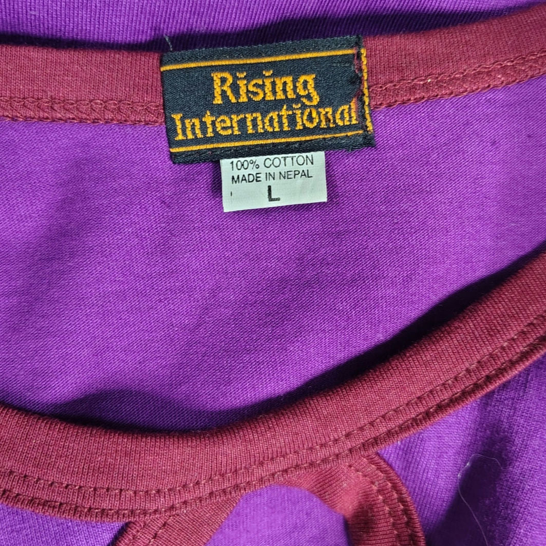 Purple Rising International A Line Midi Dress Mixed Applique Details Two Pockets