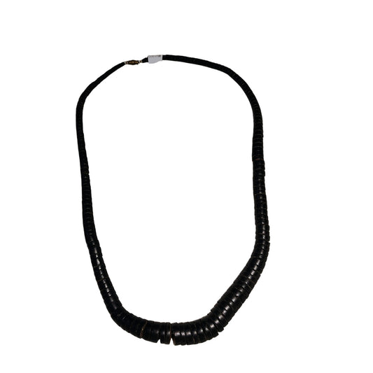 Brown Wood Beads Tribal Cultural Jewelry Single Strand Long Unisex Necklace