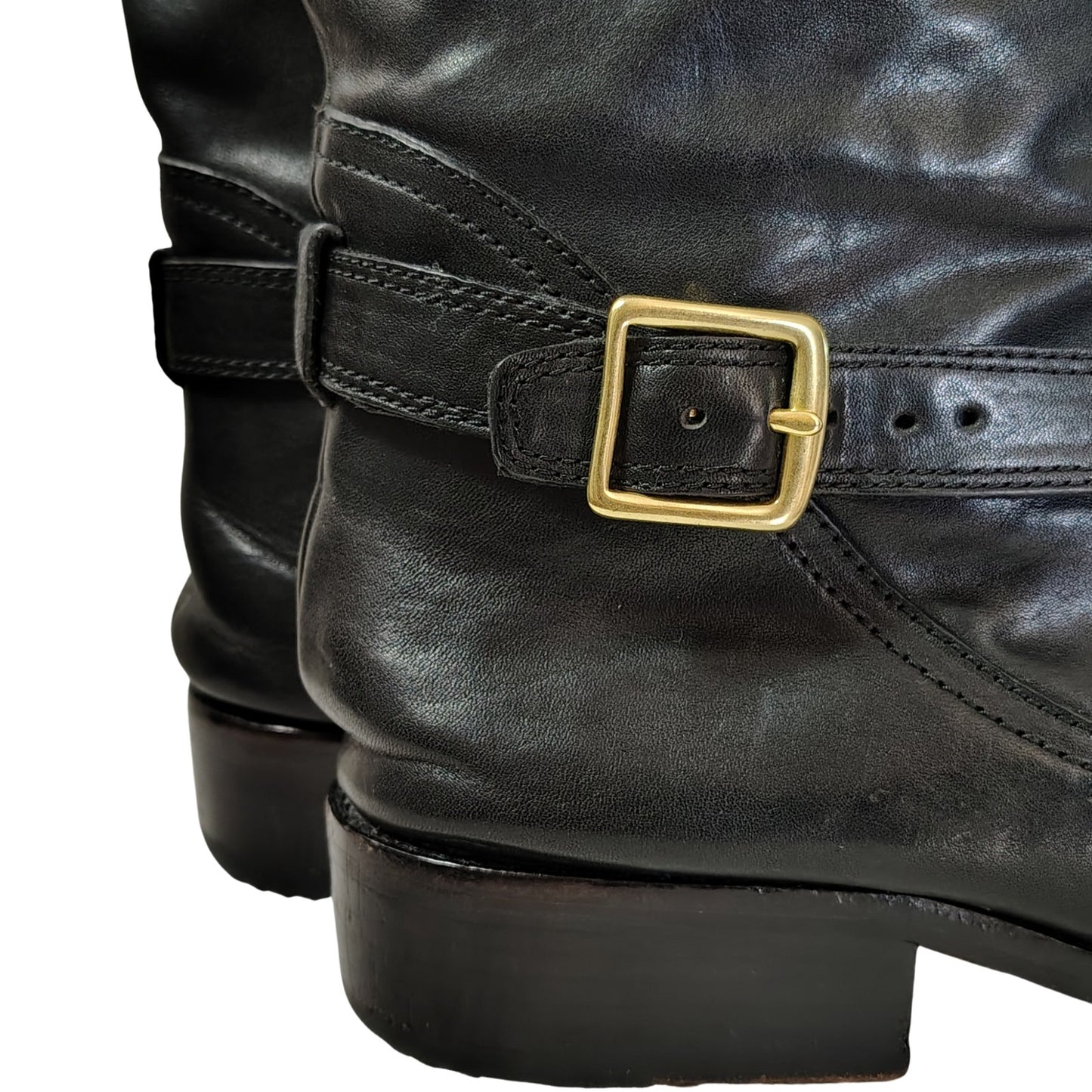 Coach Whitley Tall Black Leather Riding Boots Buckles Zipper Round Toe Size 10B