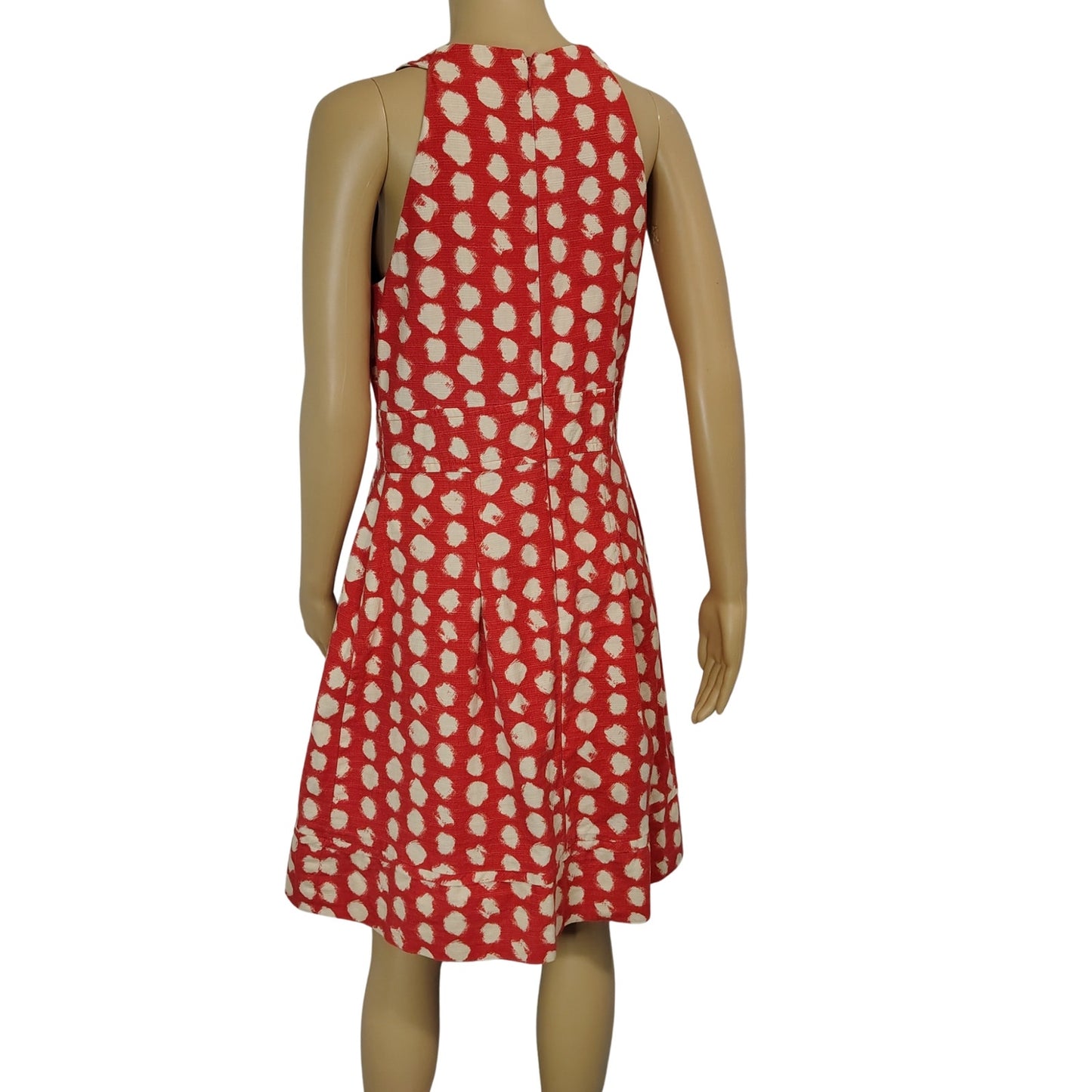 Orange Cream Bodycon Polka Dot Fit & Flare Racer Back Midi Dress Eliza J Size 6