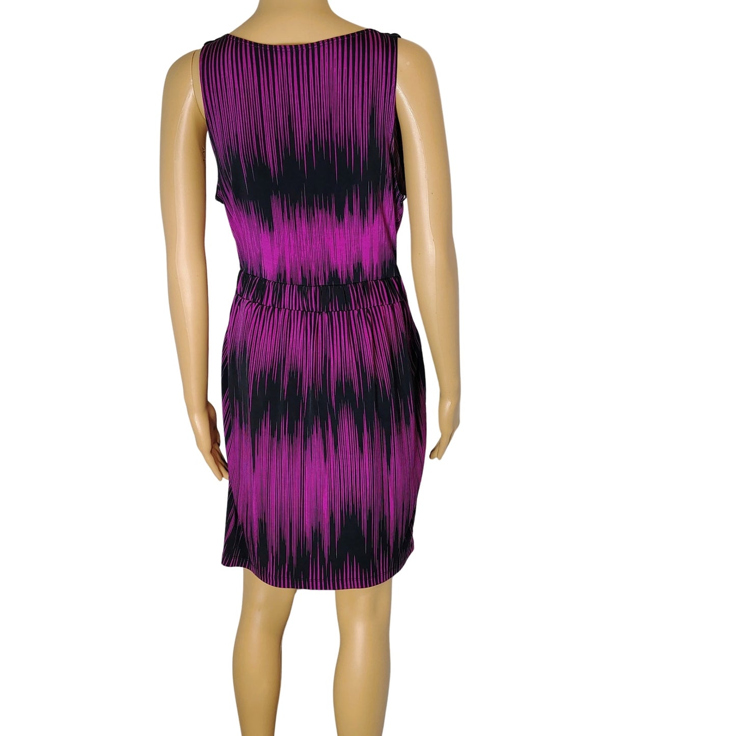 Plunge Neckline Purple Black Short Tank Top Dress Pockets Bisou Bisou Size 4