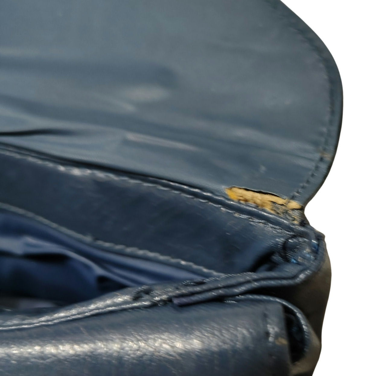70s Maxi Clutch Blue Faux Leather Vegan Crinkle Leather Wristlet Two Compartment