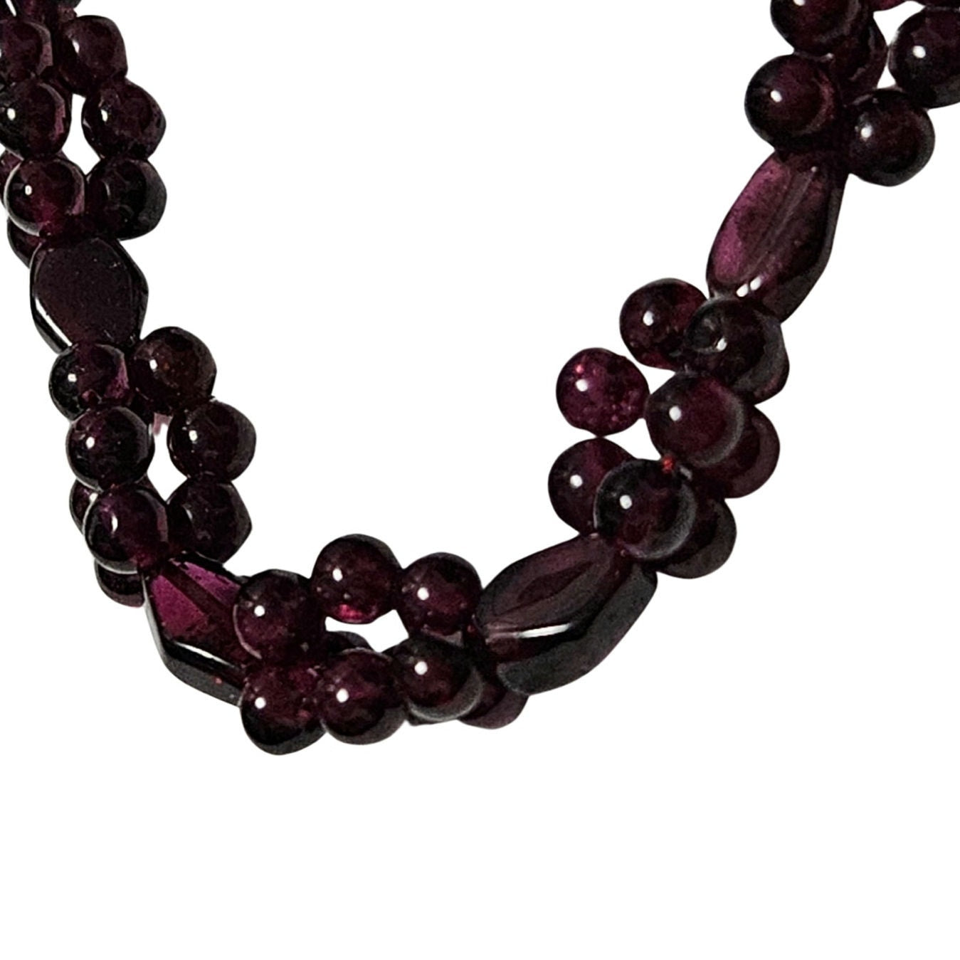 Rhodolite Garnet Round Clusters Diamond Beaded Gemstone Opera Necklace 36"