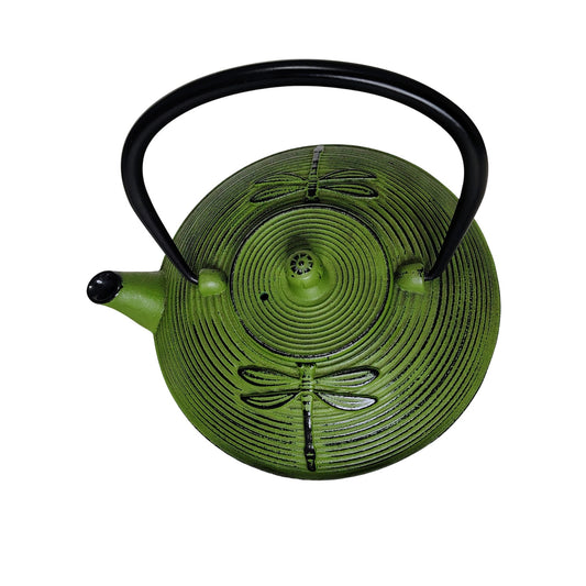 Dragonfly Teapot Green 770ml Low Profile Cast Iron Teapot Heavy Cast Iron