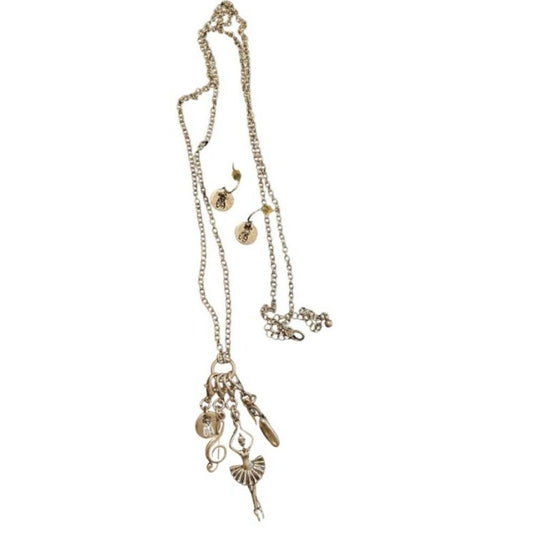 Ballerina Theme Interchangeable Silver Charm Necklace Chain Link Necklace Set
