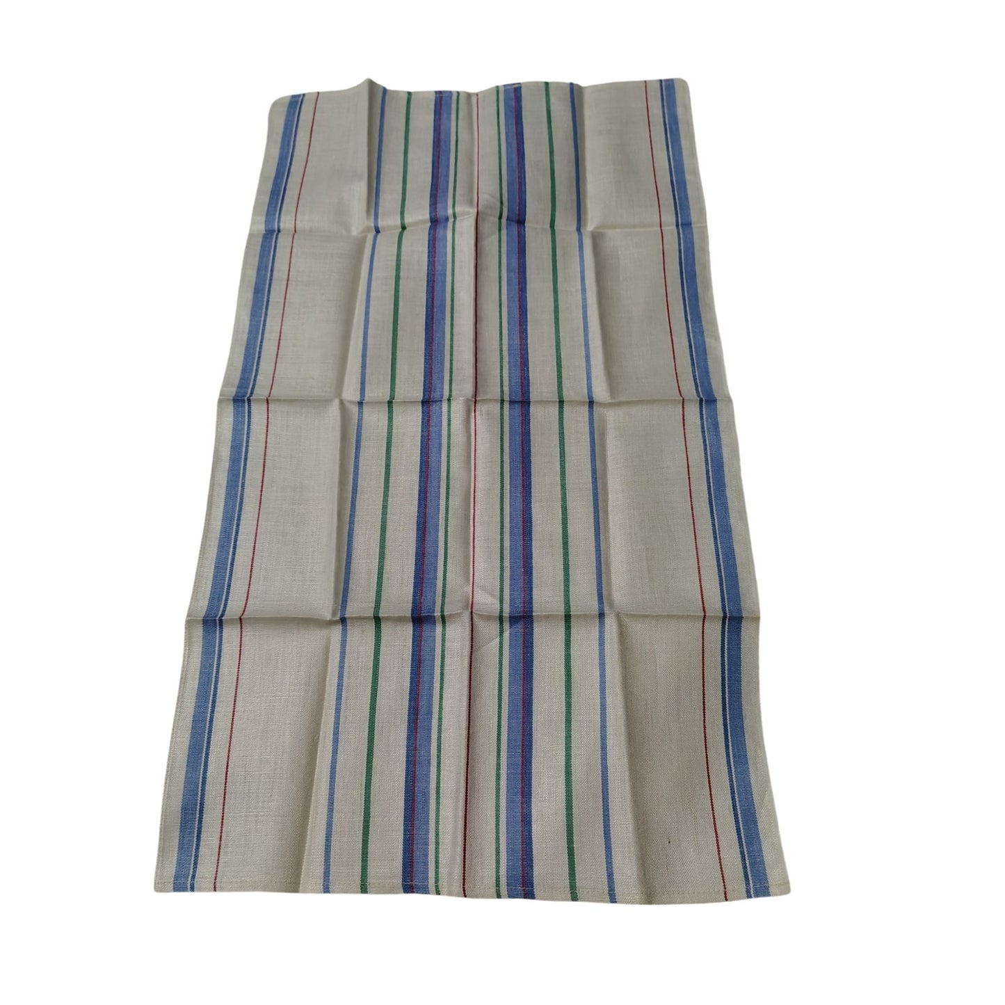 40s 50s Pure Linen Striped Tea Towel Unused French Tea Towel Stripes on Cream
