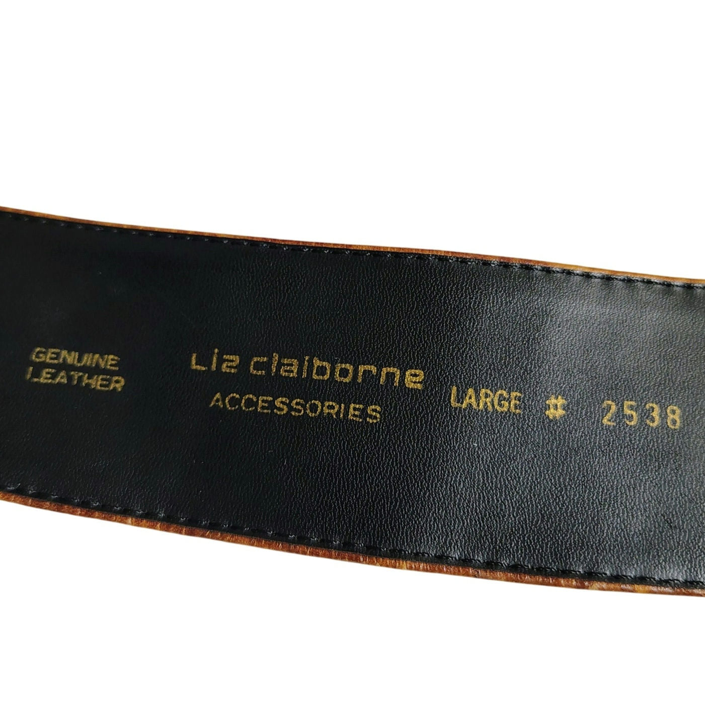 Wide Brown Crocodile Textured Leather Belt Round Belt Buckle Size Large