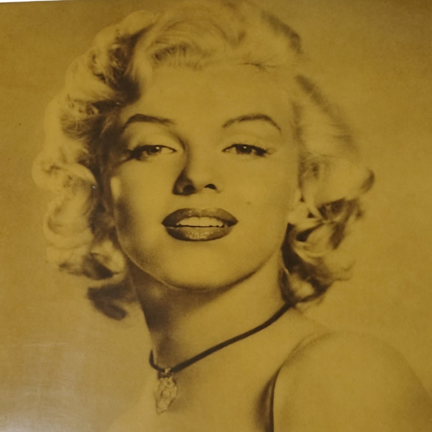 1970s Marilyn Monroe (1953 Image) Lacquered Wooden Plaque 14 7/8 Inch x 12 Inch