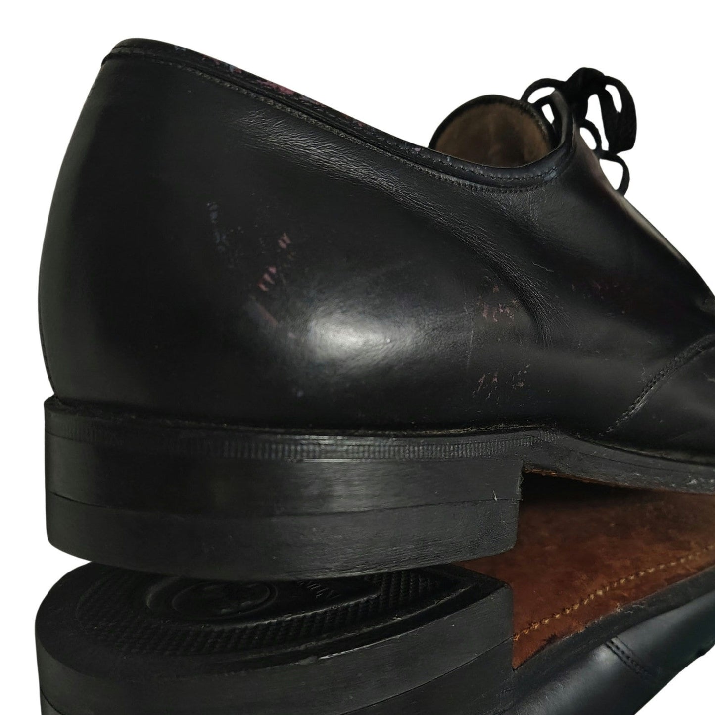Nunn-Bush Black Leather Pointy Toe Lace Up Mens Dress Shoes Seam Detail Size 8 D